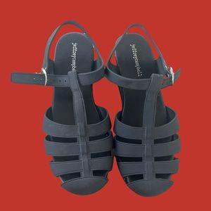 Jeffrey Campbell Black Jelly Platform Flats Fisherman size 8 womens